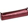Clairefontaine 8689C Trousse rotonda in vera pelle, 22 cm x 5.5 cm di diametro, color Rosso (Cerise)