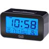 Trevi SLD 3P50 Orologio Digitale Termometro, Grande Display LCD Retroilluminato, Sveglia Programmabile, Funzione Snooze, Nero, Acciaio inossidabile, Unica