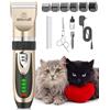 Oneisall Kit di Toelettatura per Gatti a Pelo Lungo - Tosatrice Silenziosa a 2 Velocità, Tagliacapelli Cordless a Basso Rumore per Cani e Animali (Oro)
