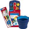 Faber-Castell , Plastica, set da pittura (scatola dei colori + pennello morbido + bicchiere, blu)