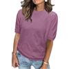 Totatuit Maglione da Donna Maglione a Maniche Corte Tinta Unita T-Shirt Girocollo Casual Lavorato a Maglia Top Ampio Stretch Maglione Elegante e Chic Adatto Autunno Primaver