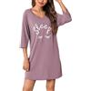Bresdk Camicia da Notte Donna Manica Corta Camicia Notte Donna Cotonecon Collo a V Estiva da Notte Pigiama da Casa Casual da Notte