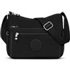 KTUEOV Borsa Tracolla Donna, Borsetta Donna Media in Nylon Leggera Impermeabile Borsa a Spalla Borsa Multitasche con 10 Scomparti Crossbody Bag Donna Borsa Messenger con Tracolla Ampia Regolabile-Nero