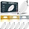 Asstikoo 6x Faretti Led da Incasso per Cartongesso, 7W 700 Lumen LED Integrati, 3000-6500K Dimmerabili Faretti Led da Incasso, Faretto Incasso Cartongesso IP44, Diametro Foro Ø80-100mm, AC 220-240V