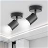 TaFiCo Plafoniere LED Soffitto 2 x 1 Luci, Plafoniera Nera GU10, Faretti LED da Soffitto Orientabile Spot da Parete Interno per Cucina Soggiorno Camera da Letto Corridoio