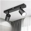 TaFiCo Plafoniere LED Soffitto a 2 Luci, Plafoniera Nera GU10, Faretti LED da Soffitto Orientabile Spot da Parete Interno per Cucina Soggiorno Camera da Letto Corridoio