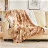 EMME Coperta in Pelliccia Sintetica Soffice, Super Morbida, Spessa ed Elegante, a Pelo Lungo, Calda e Reversibile per Divano e Letto (Marrone, 130 x 150 cm)