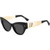 DSQUARED2 D2 0062/S Occhiali, Black, 49 da donna, nero