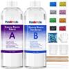 FansArriche Resina Epossidica 500ml, Resina Epossidica Trasparente, Bicomponente per Colata Rivestimento - Rapporto 1:1 Colla Resina Epoxy con Indurente per Creazione Gioielli Fai da Te, Legno, Pittura