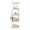 WOLTU Libreria a 5 Ripiani, Scaffale con 4 Ganci Industriale, Scaffale a Scala in MDF e Metallo per Soggiorno, Cucina, Studio, Ufficio,Bianco, 40x36x170cm RGB9289whe