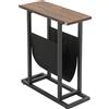 HOMCOM Tavolino da Salotto in Truciolato e Acciaio con Borsa Portaoggetti in Tessuto Oxford per Soggiorno e Camera da Letto, 49x19x55 cm, Marrone e Nero