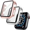OFFCUP 2 Pezzi Cover per Apple Watch Series 3 / Series 2, 38mm con Vetro Temperato, Copertura Completa Custodia Rigida HD Clear Pellicola Protettiva (Oro Rosa)