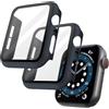 OFFCUP 2 Pezzi Cover per Apple Watch Series 6 / SE/Series 5 / Series 4, 40mm con Vetro Temperato, Copertura Completa Custodia Rigida HD Clear Pellicola Protettiva (Blu Notte)