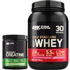 Optimum Nutrition Gold Standard 100% Whey Proteine e Aminoacidi in Polvere Cioccolato Bianco e Lampone 900g 30 Porzioni + Micronised Creatine Monohydrate Non Aromatizzata 317g 93 Porzioni