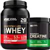 Optimum Nutrition Gold Standard 100% Whey Proteine in Polvere con Aminoacidi Biscotti e Panna 896 g 28 Porzioni + Micronised Creatine Monohydrate per la Performance Non Aromatizzato 317g 93 Porzioni