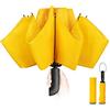 Conlun Ombrello pieghevole compatto anti-tempesta - antivento automatico giallo per uomo, rivestimento in teflon 210T, inverso da 105 cm, da pioggia grande 10 ossa Regali di Natale