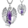 EUDORA Harmony Ball Phoenix Ametista Collana per Donna Uomo Rame Placcato Argento, Vintage Vichingo Celtico Fenice Fiammeggiante Ametista Ciondolo Amuleto Gioielli Regali per Donna Uomo, 20+2