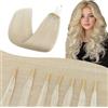 Elailite Extension Capelli Veri alla Cheratina Anulare #60 Biondo Platino, 35cm Grade 7A Human Hair Setosi Pre-bonding con Filo di Trasporto 50g 50 Ciocche