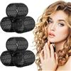 AMJKEJI Bigodini Grandi Set, 6 Pezzi Bigodini Autoadesivi Bigodini Non Riscaldati 6,3 × 6 cm Fermagli per Capelli Lunghi e Corti (Nero)