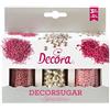 Decora, 2082108, Decormix Set, Confezione con 3 Sprinkles, In Zucchero e cioccolato, Colori Argento e Rosa metallizzato