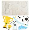 FUNSHOWCASE Stampi in silicone per fondente sportivo a forma di trofeo di calcio, topper per cupcake e decorazioni per torte