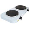 FLM SYSTEM Fornello Elettrico Da Campeggio, Fornello Elettrico 2 Piastre, Fornello 2500W, Doppia Piastra: 1000W + 1500W, Riscaldamento Rapido, Regolazione di Temperatura, Design Compatto e Portatile