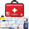 AIESI® Cassetta medica di pronto soccorso (Borsa) ALLEGATO 1 CON SFIGMOMANOMETRO per aziende più 3 dipendenti, Conforme DM388/DL81, Made in Italy