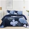 WONGS BEDDING Copriletto 240 x 260 cm, blu marino, morbido copriletto estivo trapuntato, per letto matrimoniale, in microfibra, con 2 federe 50 x 75 cm