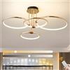 YYUTLUO LED Plafoniera, Ø75cm Lampadario A Cerchio In Metallo Dorato, 85W Dimmerabile Continuo 3000-6000K, Lampadario Rotondo Moderno In Placca Camera Letto Soggiorno Bambini Ufficio Studio (4 Anelli)