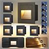 Letlit 6 Pezzi Segnapasso LED Esterno 3W 300lm, IP65 Impermeabile Segnapassi, 3000K Faretti Segnapasso da Interno, Luci per Scale 230V, Luce da Parete 85x85mm, Scatole Incasso 68mm, Alluminio Nero