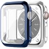 SOLOLUP 2 Pezzi Cover Compatibile con Apple Watch Series 6 5 4 SE 44mm Custodia Protettiva，Cover Morbide TPU Protezione Completa Antiurto per iwatch Series 4 5 6 SE 44mm,Blu scuro/Trasparente