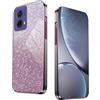 WBWONE Glitter Cover per Motorola Moto G85 5G, Bordo Elettroplaccato, Custodia Morbida con Adesivi Scintillio, Anti-Graffio Case - Rosa