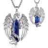 EUDORA Harmony Ball Phoenix Lapislazzuli Collana per Donna Uomo Rame Placcato Argento, Vintage Vichingo Celtico Fiammeggiante Phenix Ciondolo Lapislazzuli Amuleto Gioielli Regali, 20+2