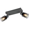 RL LIVE YOUR LIGHT Reality Leuchten Barre des spots CADIZ R81782042, Métal anthracite, Verre Chrome Vaporisé, excl. 2x E14