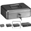 ARREGUI Elegant C9236 Cassetta di sicurezza con chiave per contare e trasportare denaro | Cassetta Portavalori in acciaio con vassoio Portamonete | Cassaforte portatile de 25 cm di larghezza | Grigio