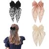 Mrltau 3 fiocchi per capelli setosi, fiocchi per capelli, fermagli per capelli, coda lunga, grande fiocco per capelli, accessori per ragazze e donne