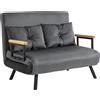 HOMCOM Divano Letto 3 in 1 in Tessuto Effetto Velluto con Schienale Regolabile e 2 Cuscini, 102x73x81 cm, Grigio Scuro
