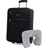 ITACA - Valigia Bagaglio a Mano 55x40x20 Semirigido. Trolley Bagaglio a Mano con 2 Ruote. Valigie Trolley Piccolo da Viaggio. Materiale EVA Polyester Resistente e Super Leggero T71950B, Nero