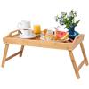 HOME IN SMART Tavolino da Letto Pieghevole, Vassoio da Letto in Bambù 100% con Bordi Rialzati- Vassoio Colazione a Letto, Tavolo da Letto e Poggia PC. Dimensione 50x30x25cm