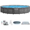 Intex Piscina Fuori Terra Rotonda Acciaio Greywood Prism Premium Ø 549x122 Cm