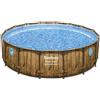 Bestway Piscina Fuori Terra Rotonda Acciaio Power Steel Swim Vista Series Wood Ø 488 X 122 Cm