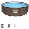 Bestway Piscina Fuori Terra Rotonda Acciaio Steel Pro Max Rattan Ø 366x100 Cm