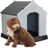 Aqpet Cuccia per Cani in Plastica per Esterno Interno Casa Giardino, Impermeabile con Pavimento Rialzato, per Cani Taglia Grande 105 X 96 X 98 H, Grigio