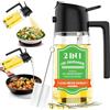 Hapoyxm Spruzzino per Olio da 470 ml per Cucina, Oliera 2 in 1 e Spruzzatore Olio, Nebulizzatore Olio con Pennello, Bottiglia in Vetro Spesso, Olio Spray per Friggitrice ad Aria, Griglia, Nero