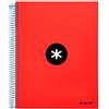 Liderpapel Quaderno a spirale A4 Micro Antartik con copertina foderata 120 H 100 gr quadro, 5 mm, 5 bande 4 fori, colore rosso