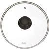 Ibili 970722 Coperchio in vetro con foro per il vapore, Adatto per pentole da 22 cm, Trasparente/Argento/Nero