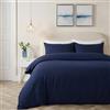 Brentfords Set di biancheria da letto con copripiumino e federe, tinta unita, colore: blu navy, singolo