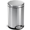 simplehuman CW1852CB cestino rotondo con pedale, pattumiera piccola per bagno, acciaio inox spazzolato, 4,5 L