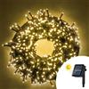 Wisdom Catena di luci 14 metri da 200 Led Bianco Caldo con pannello solare con cavo verde Wisdom