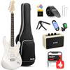Donner Chitarra elettrica, DST-152 Starter Kit per chitarra elettrica HSS Pickup Coil Split, con amplificatore, borsa, accessori, bianco